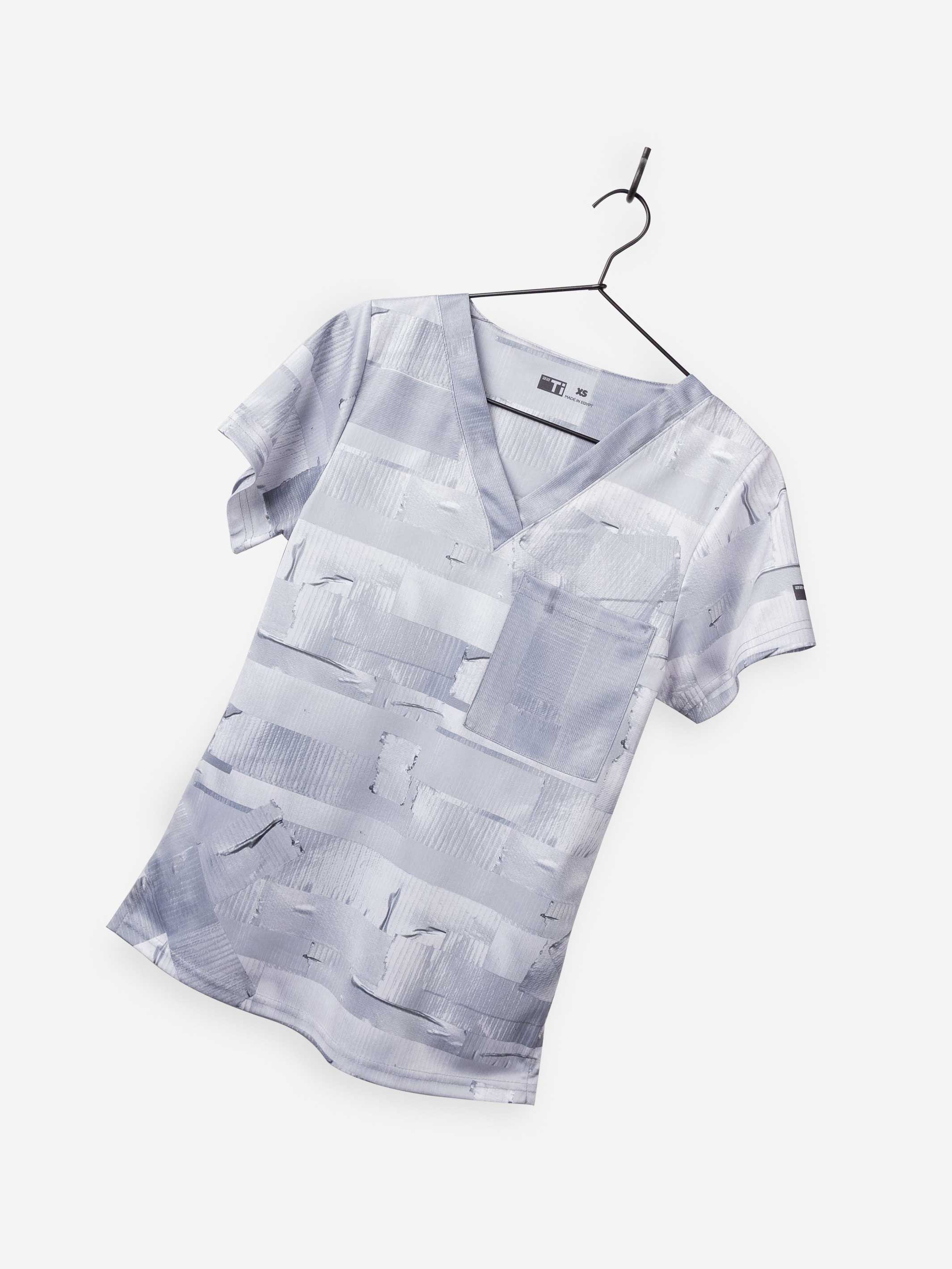 Women&#39;s Duct Tape Print Scrub top with v neck