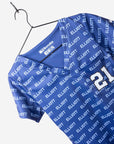 Women's Ezekiel Elliott Jersey Scrub Top in Blue with athletic mesh