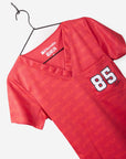 Women's George Kittle Scrub Top in Red Jersey Color number 85