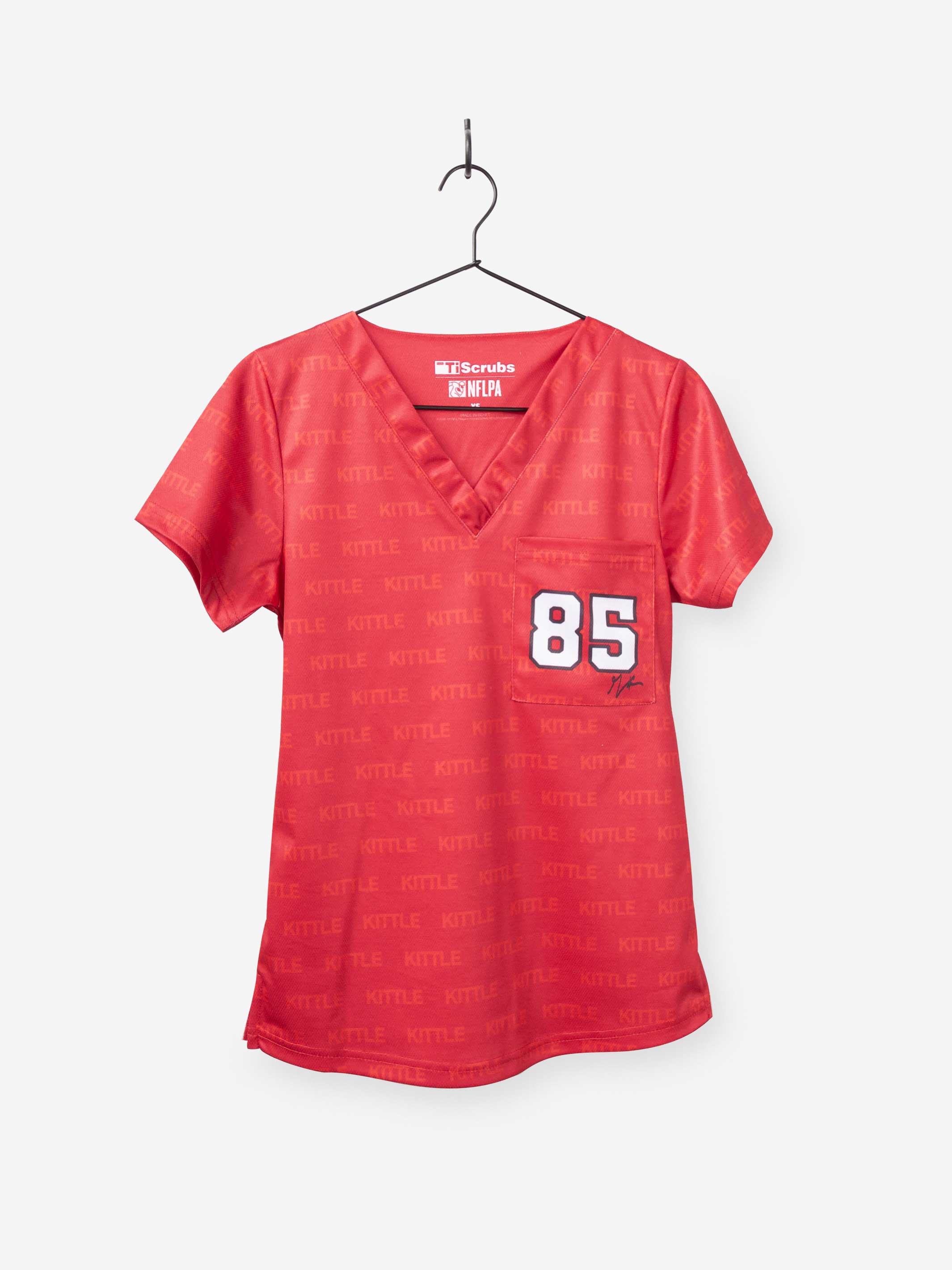 Women&#39;s George Kittle Scrub Top in Red Jersey Color