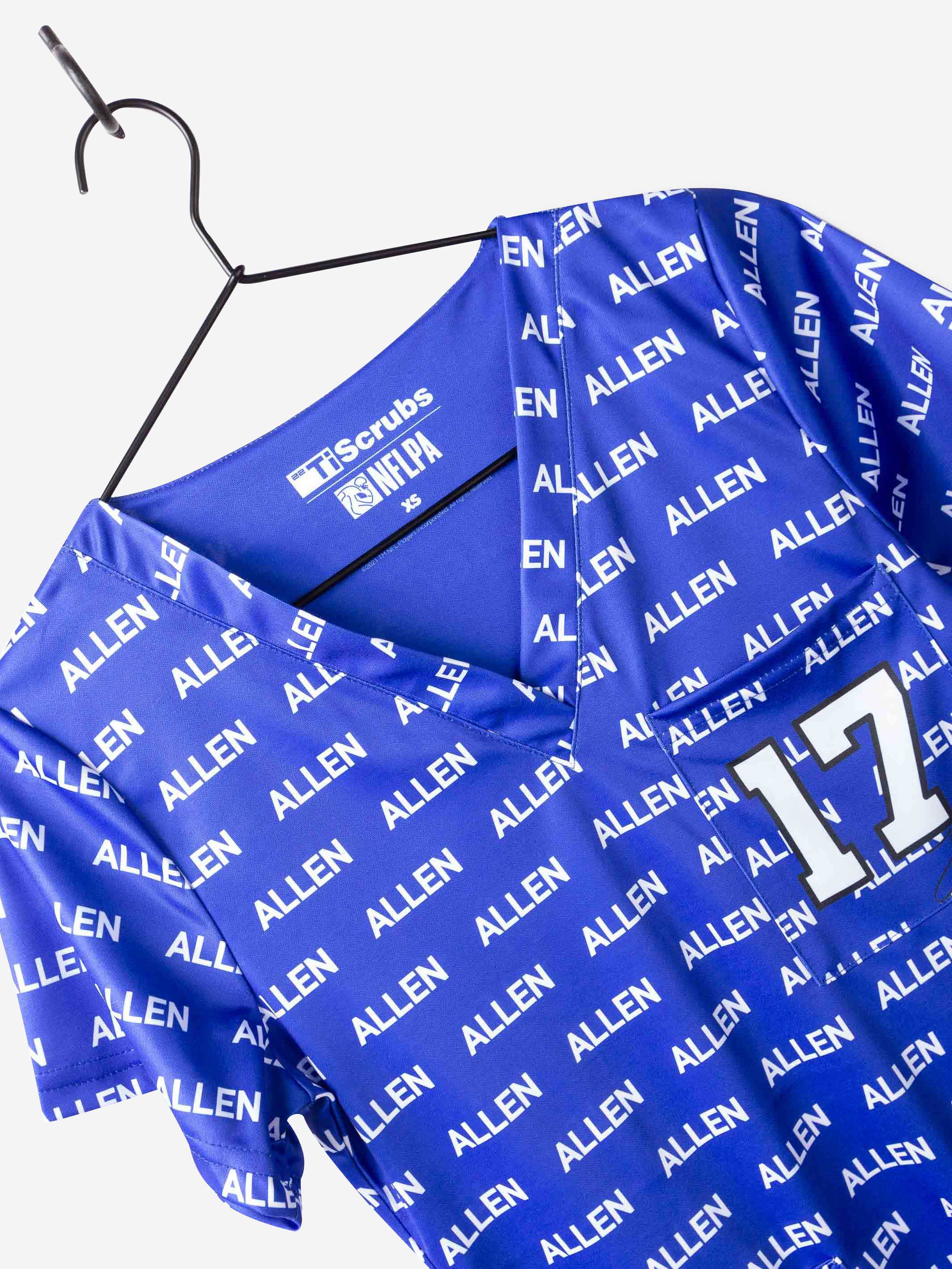 Women's NFL Josh Allen Scrub Top in Royal Blue with mesh fabric