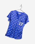 Women's NFL Josh Allen Scrub Top in Royal Blue with number 17 and signature