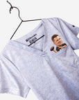 NFL Tom Brady Scrub Top with 1 pocket in light gray detail