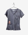 NFL Tom Brady Scrub Top with 3 pockets in dark gray