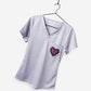 Women's Charlie Hustle Scrub Top KC Heart in Navy and Red and heather gray