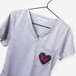 Women's Charlie Hustle Scrub Top KC Heart in Navy and Red Chest Pocket
