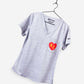 Women's Charlie Hustle Scrub Top KC Heart in Red and Gold and heather gray 