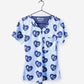 Women's Charlie Hustle Print Scrub Top in Navy and Ceil Blue with 1 Pocket