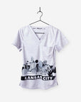 Women's Kansas City Skyline Print Scrub Top in heather gray