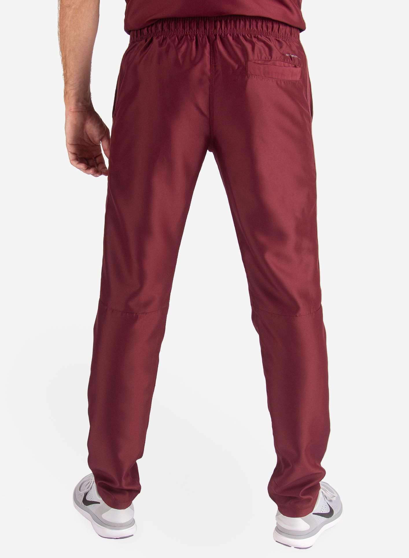 Men's Slim Fit Scrub Pants in Bold burgundy