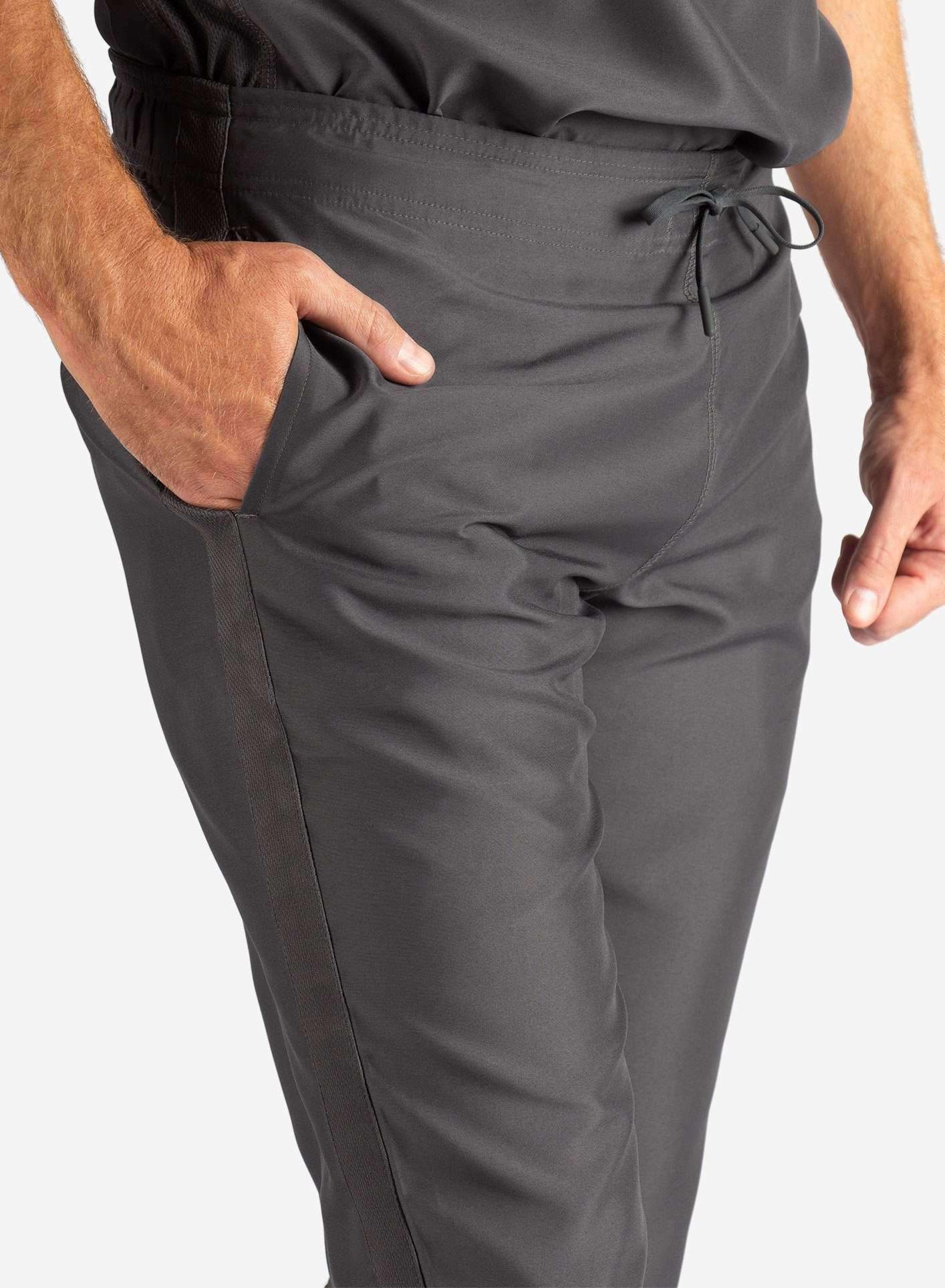 Men&#39;s Slim Fit Scrub Pants in Dark gray Waistband View