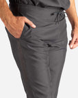 Men's Slim Fit Scrub Pants in Dark gray Waistband View
