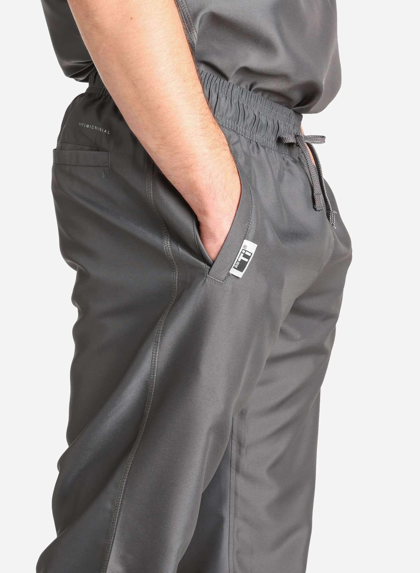Men&#39;s Jogger Scrub Pants in Dark gray Pocket Detail View