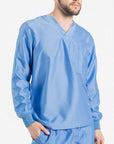 mens Elements long sleeve one pocket scrub top ceil-blue