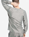 mens Elements long sleeve one pocket scrub top light gray