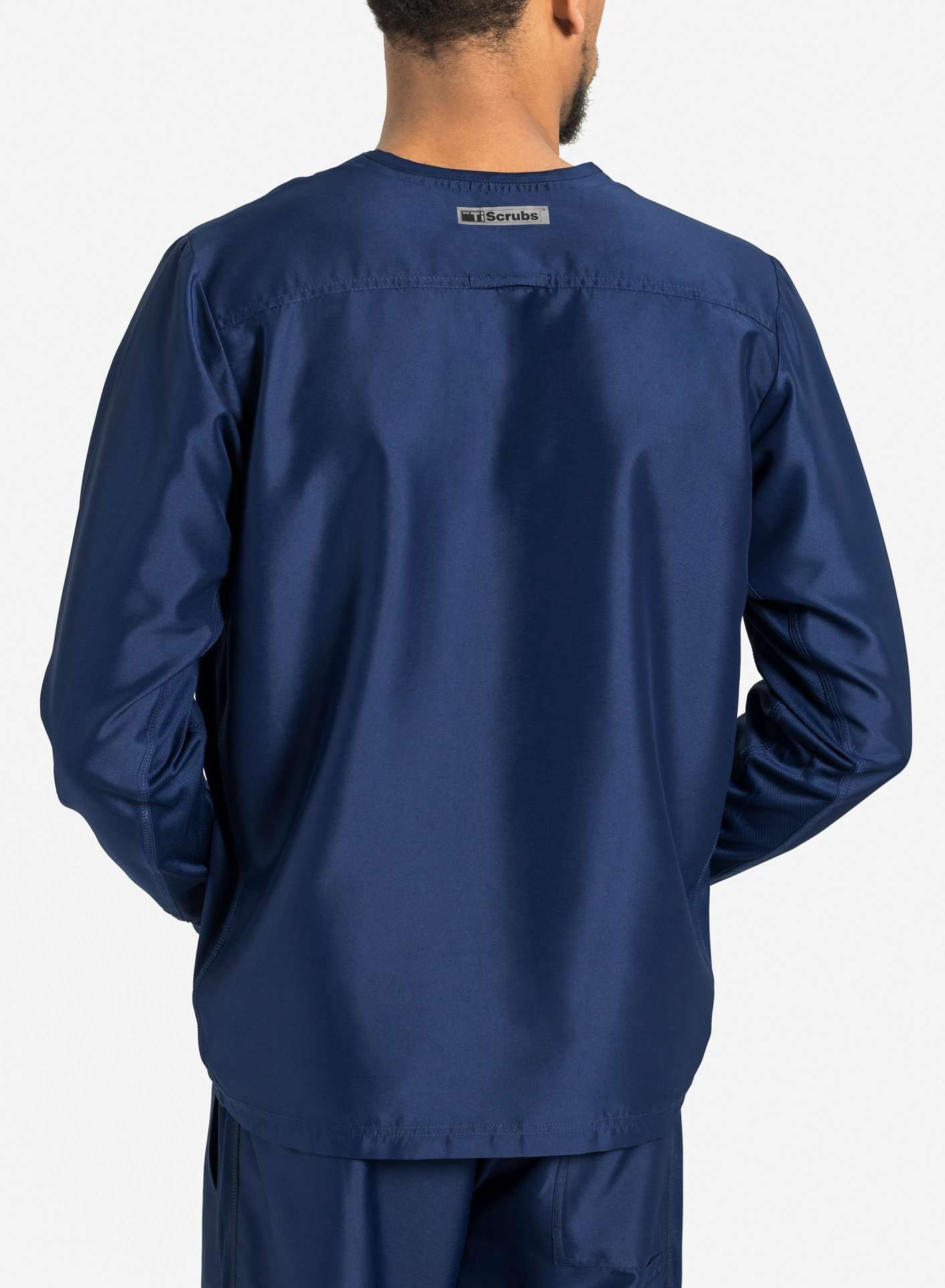 mens Elements long sleeve one pocket scrub top navy-blue