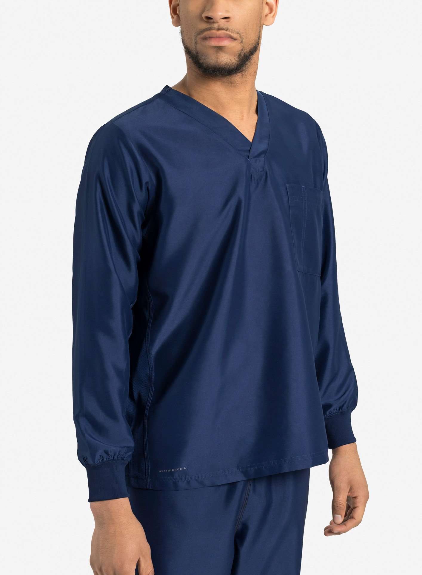 mens Elements long sleeve one pocket scrub top navy-blue