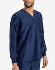 mens Elements long sleeve one pocket scrub top navy-blue