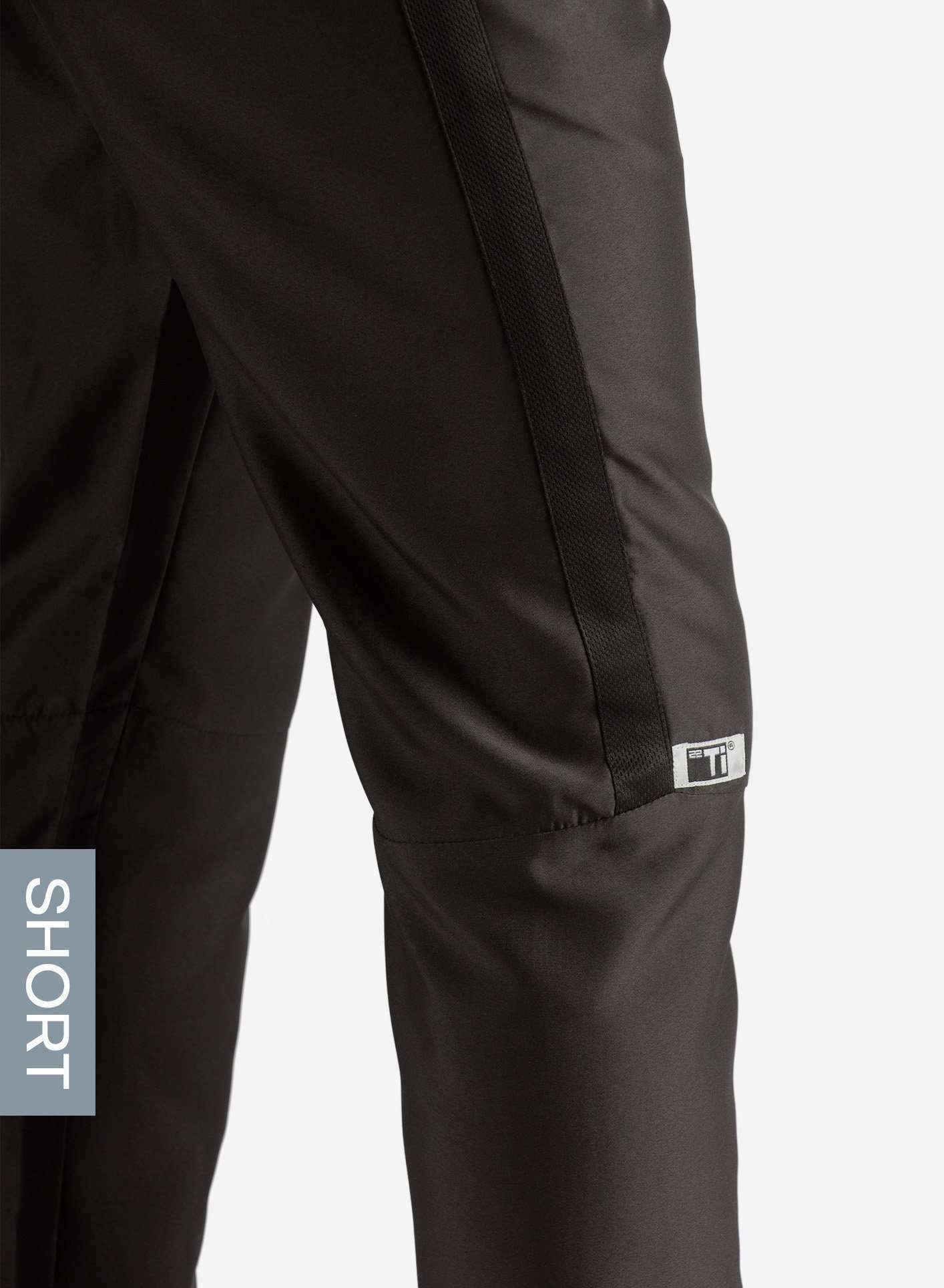 Men&#39;s Short Slim Fit Scrub Pants in Real Black Side View