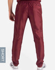 Men's Short Slim Fit Scrub Pants in Bold burgundy