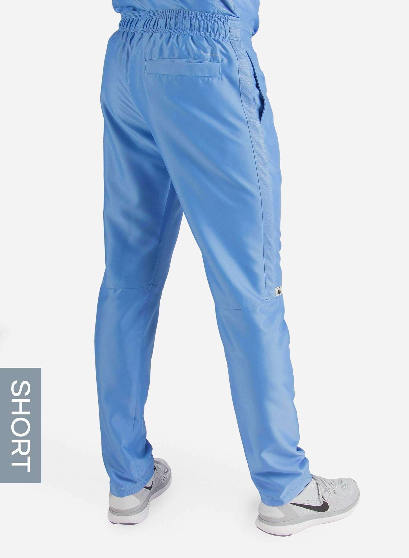Men&#39;s Short Slim Fit Scrub Pants in ceil-blue