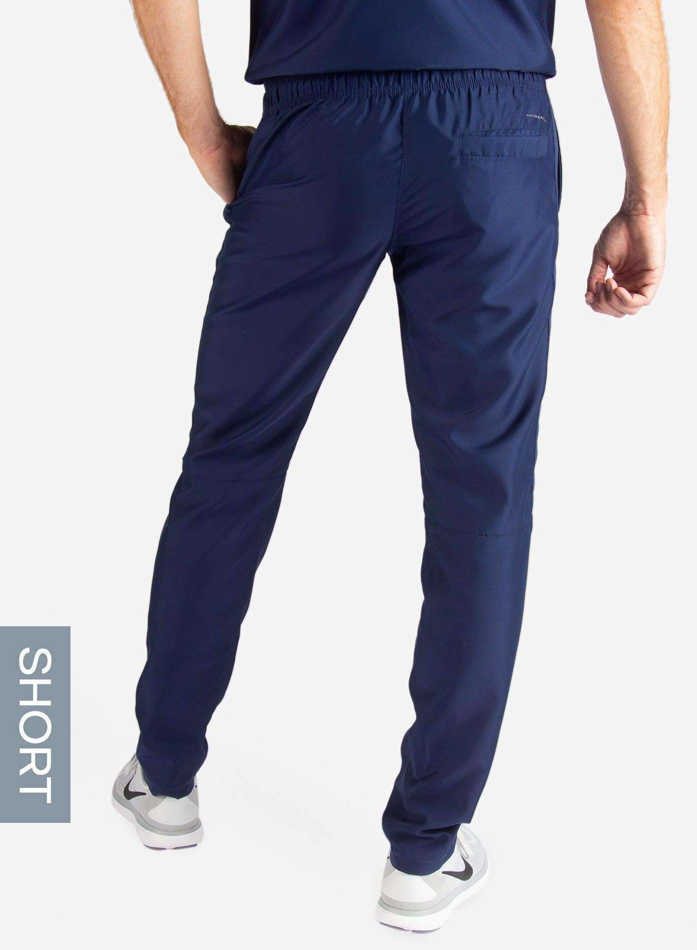 Men&#39;s Short Slim Fit Scrub Pants in navy-blue