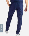 Men's Short Slim Fit Scrub Pants in navy-blue