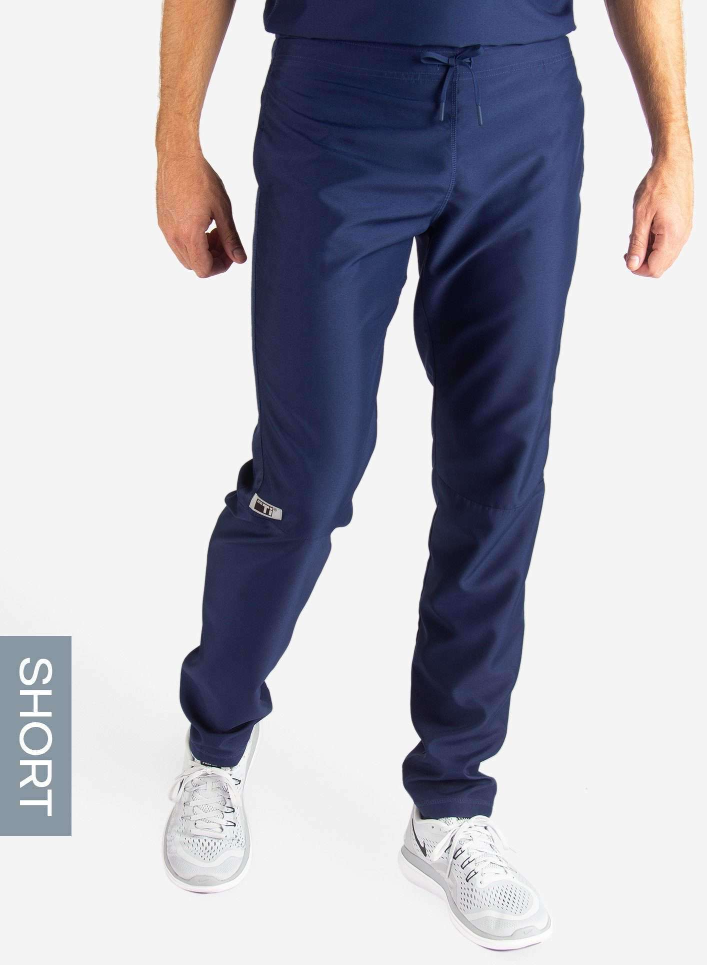 Men&#39;s Short Slim Fit Scrub Pants in navy-blue