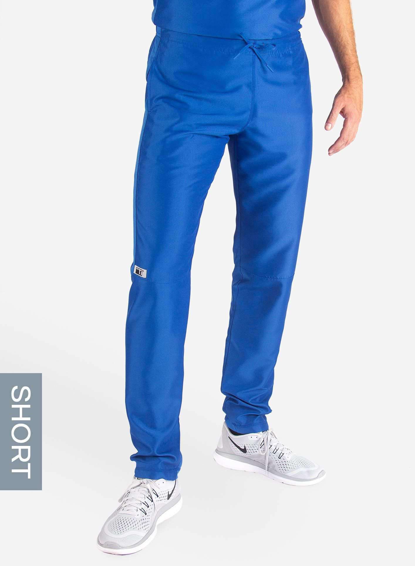 Men&#39;s Short Slim Fit Scrub Pants in royal-blue