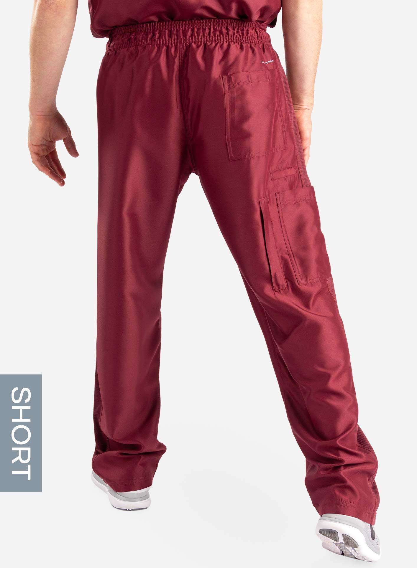 mens Elements short and tall relaxed fit scrub pants burgundy