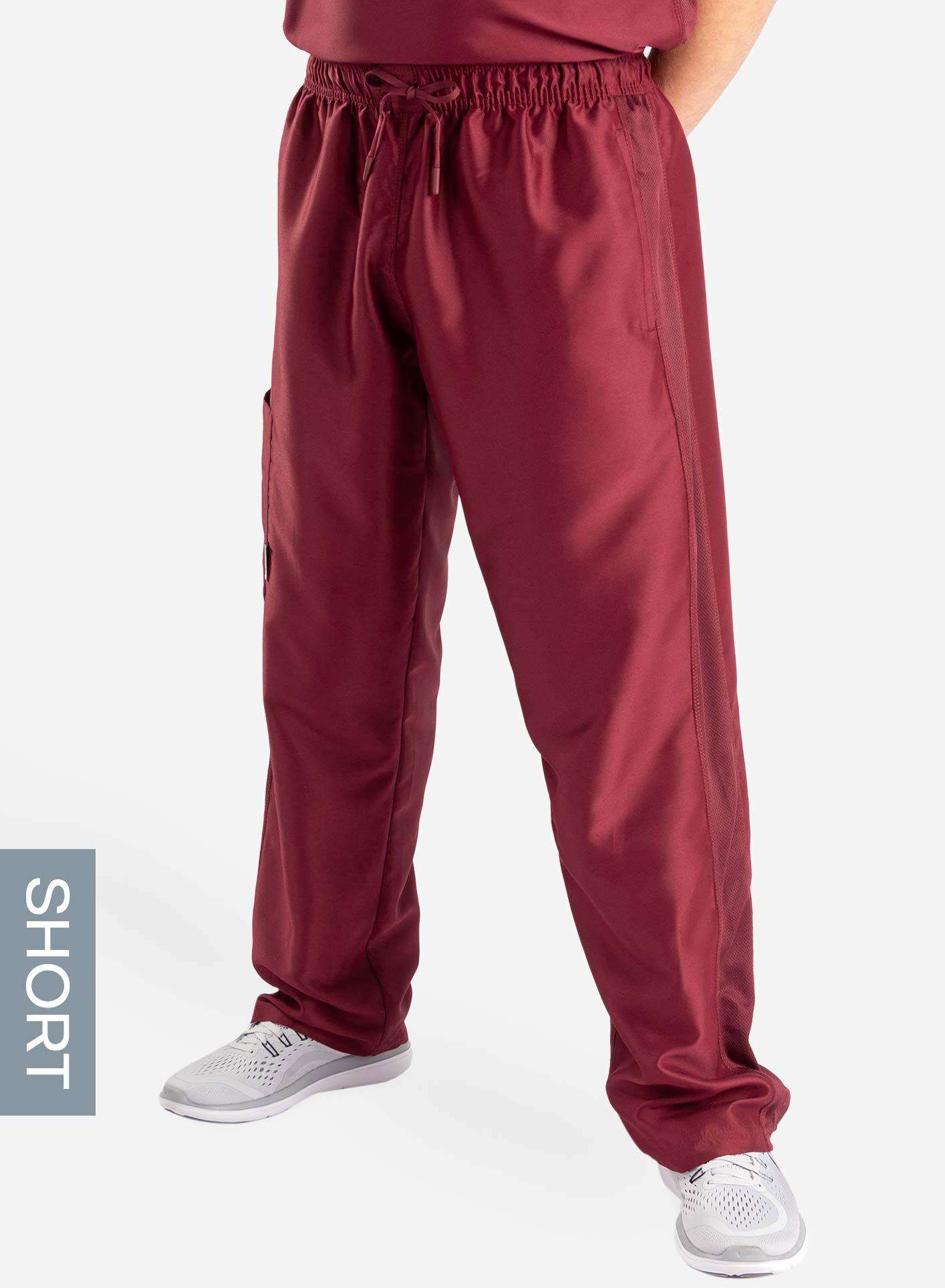 mens Elements short and tall relaxed fit scrub pants burgundy