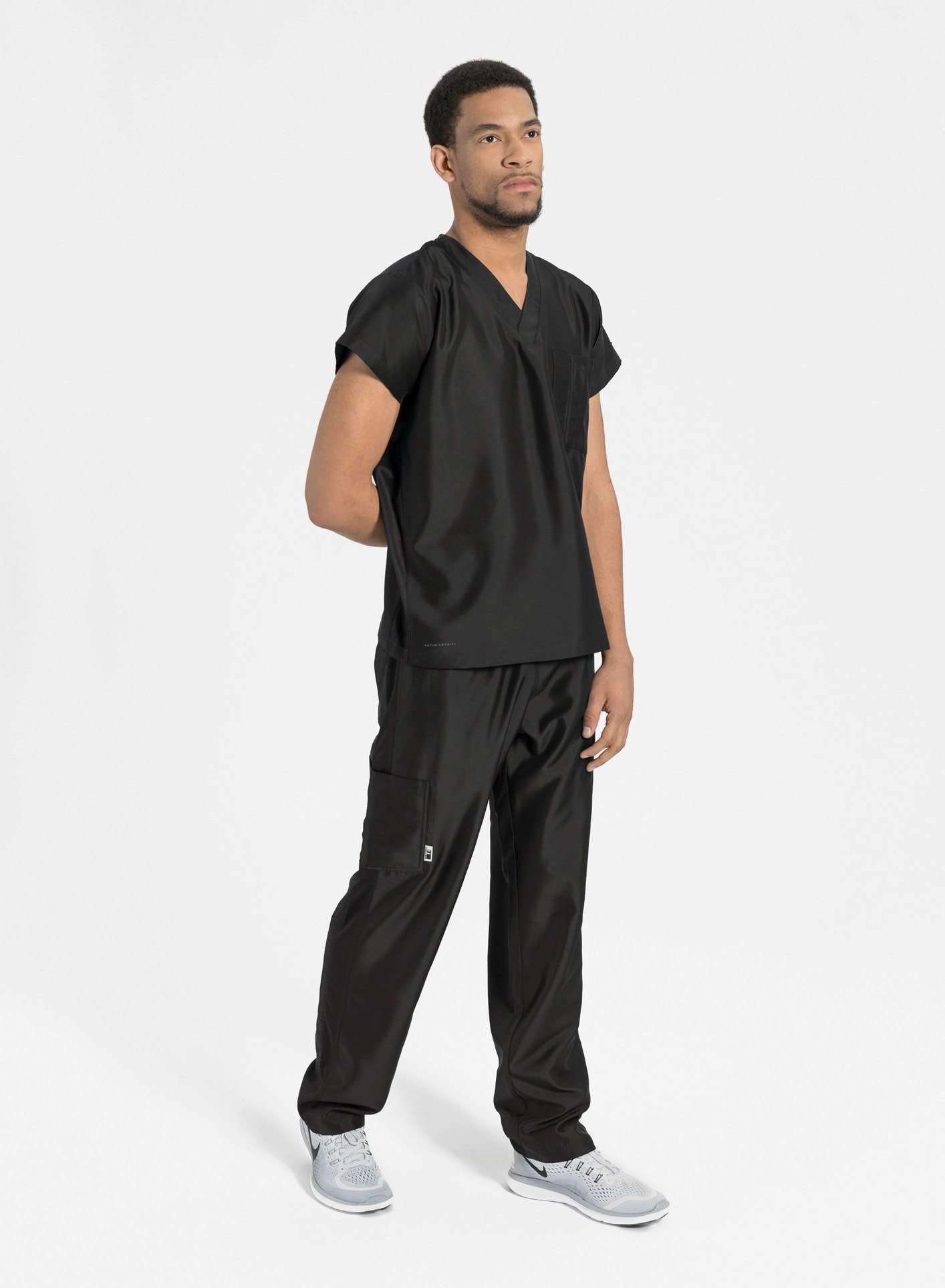 mens Elements cargo pocket relaxed fit scrub pants black