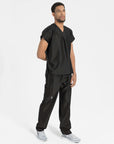 mens Elements short and tall relaxed fit scrub pants black