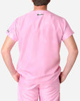 mens simple short sleeve chest pocket scrub top light pink
