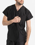 mens Elements short sleeve classic one pocket scrub top black