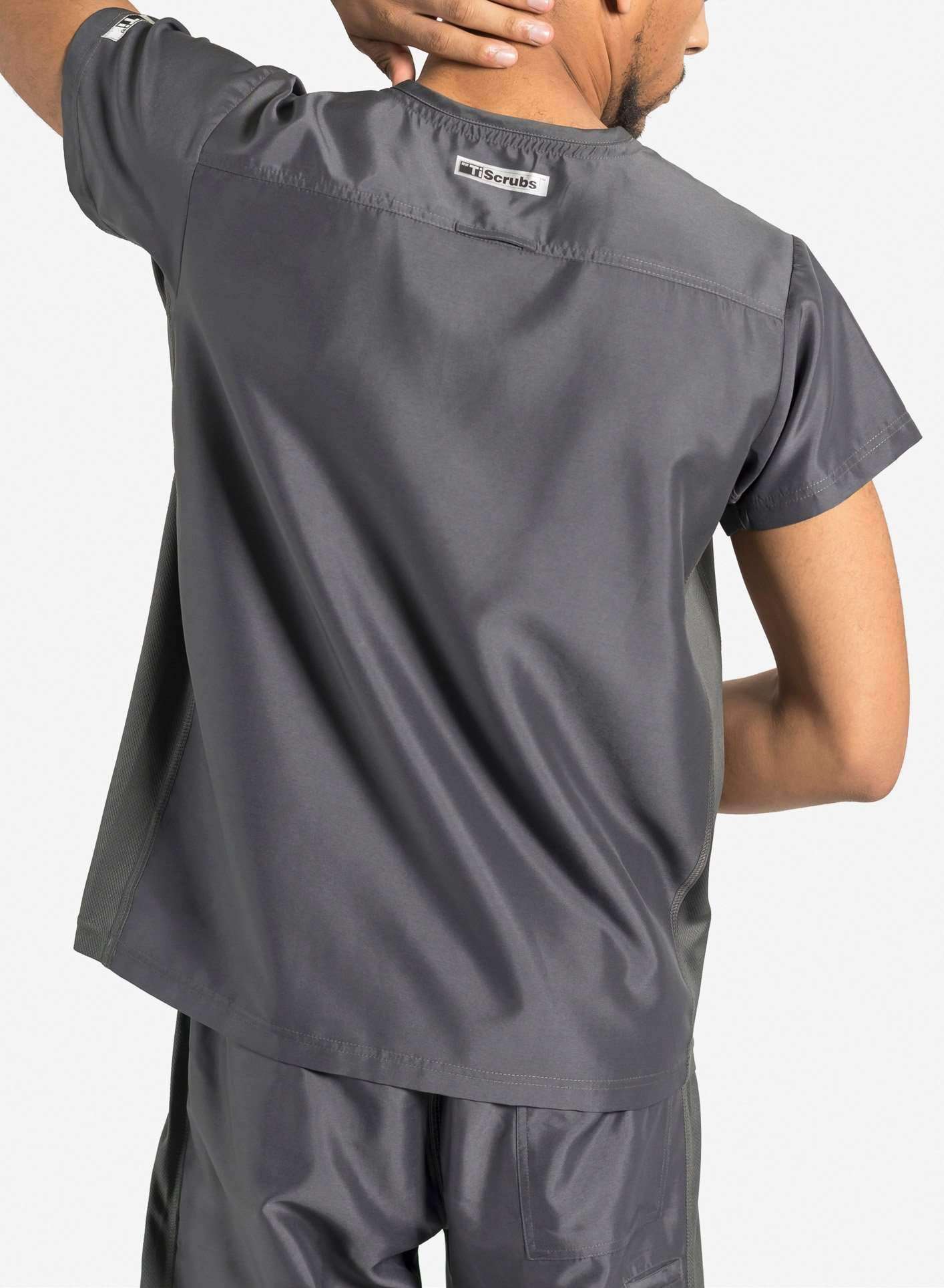 mens Elements short sleeve classic one pocket scrub top dark gray