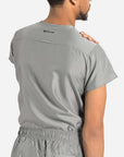 mens Elements short sleeve classic one pocket scrub top light grey
