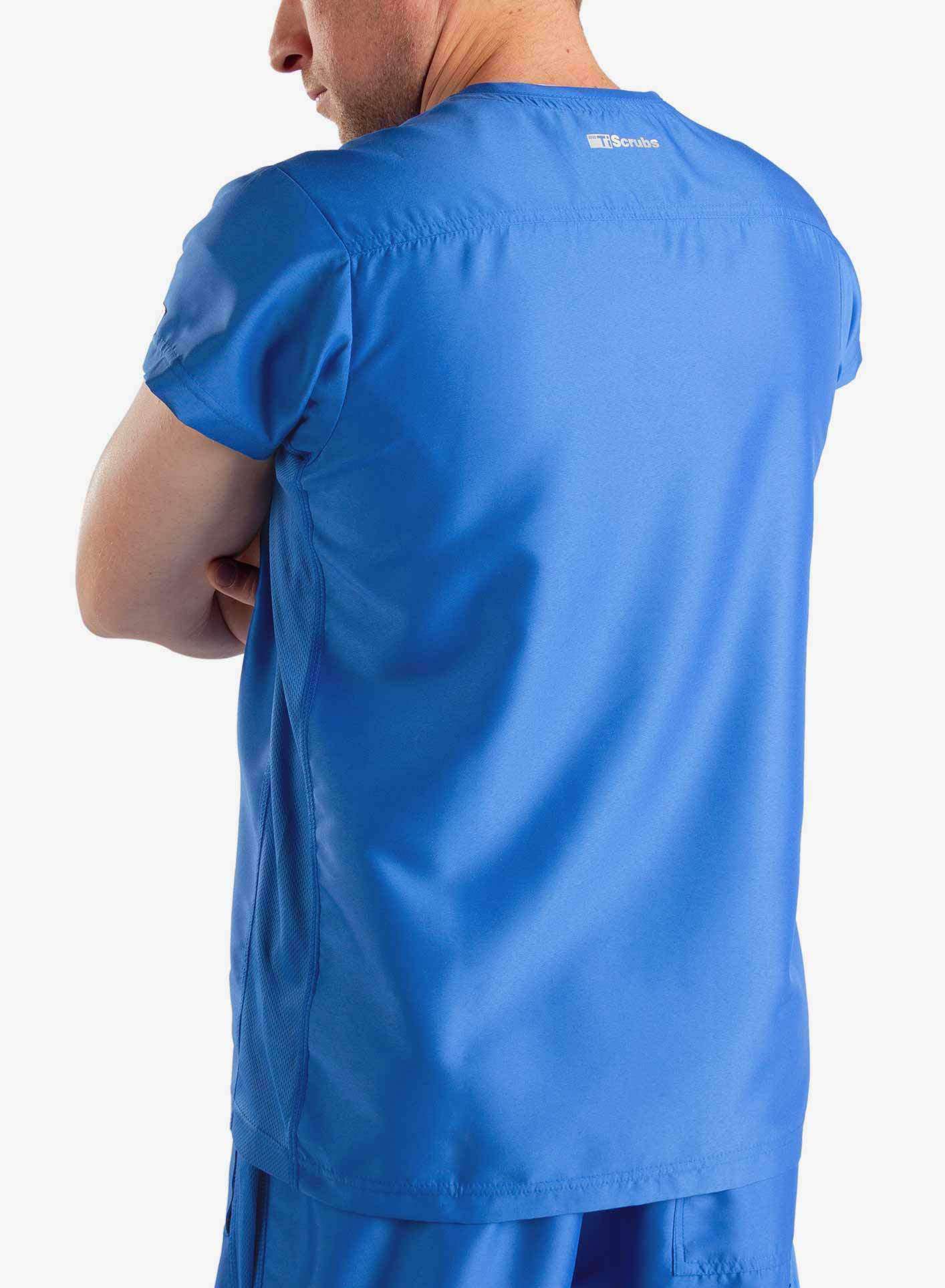 mens short sleeve classic one pocket scrub top royal-blue