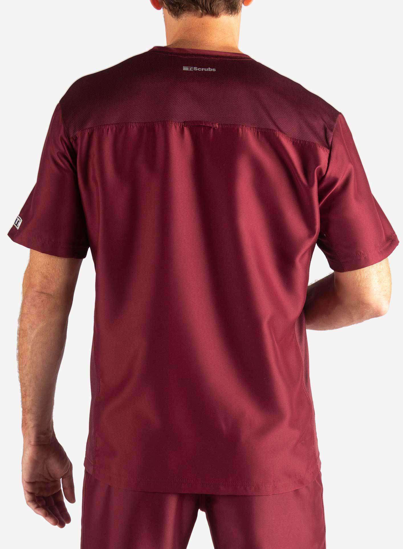 Men&#39;s Slim Fit Scrub Top in Bold burgundy