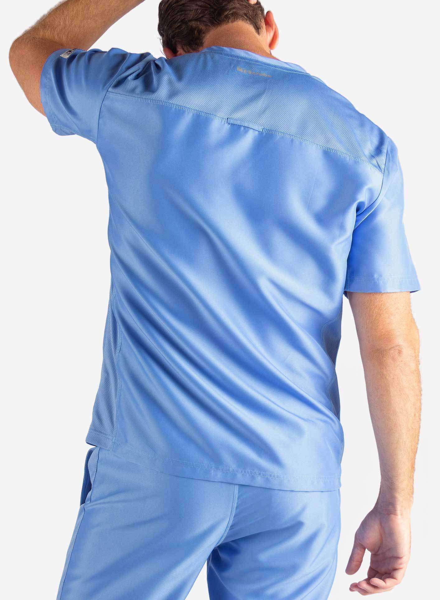 Men&#39;s Slim Fit Scrub Top in ceil-blue