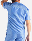 Men's Slim Fit Scrub Top in ceil-blue