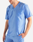 Men's Slim Fit Scrub Top in ceil-blue