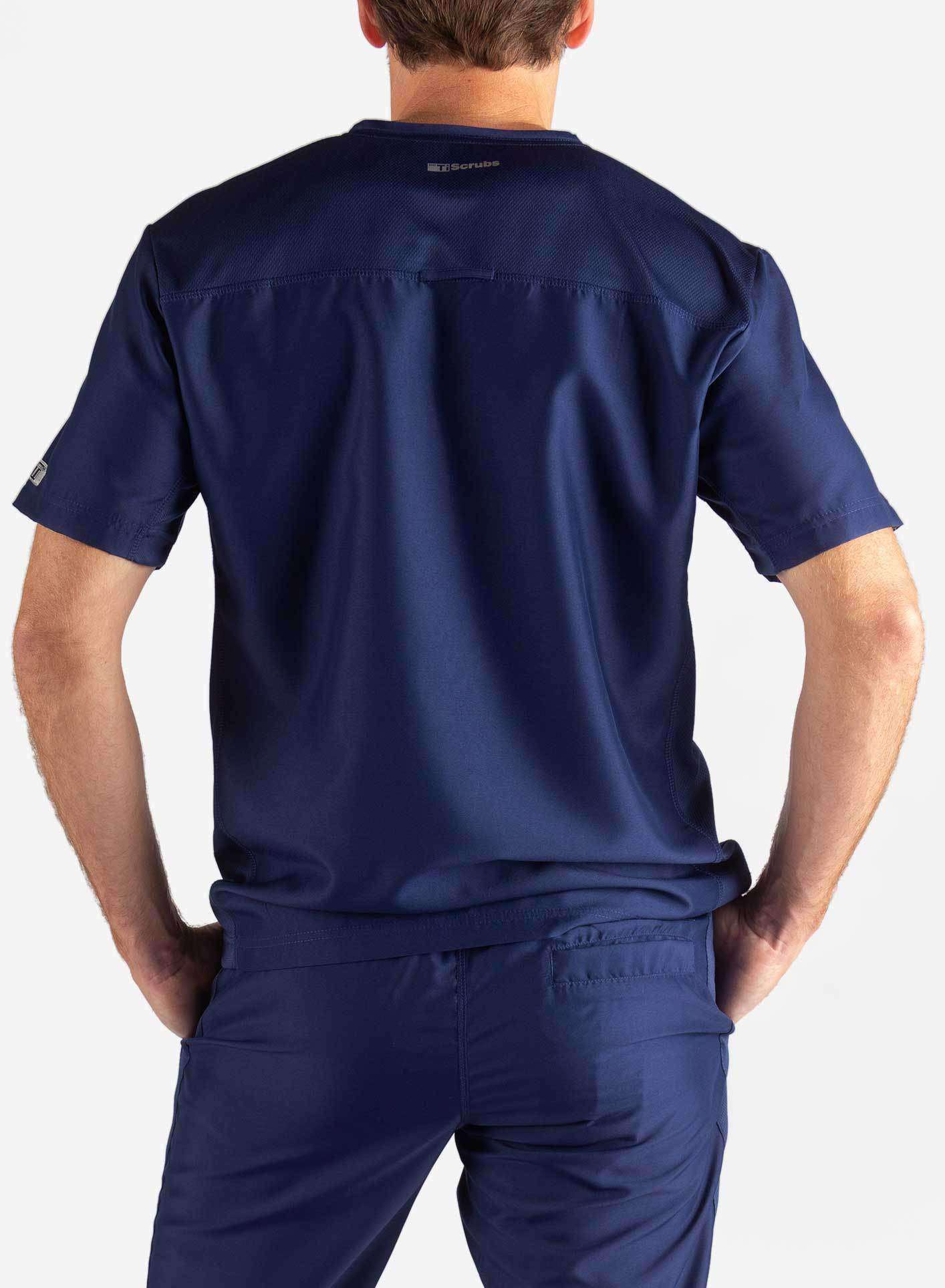 Men's Slim Fit Scrub Top in navy-blue