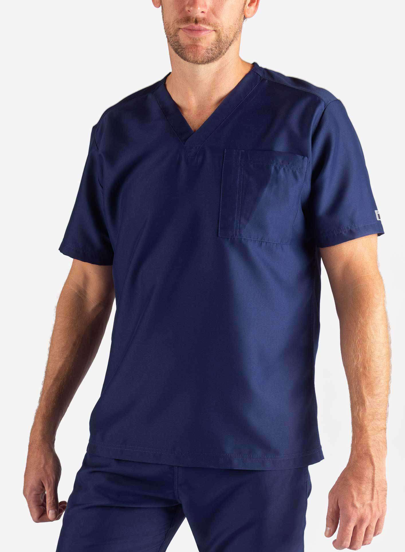 Men's Slim Fit Scrub Top in navy-blue