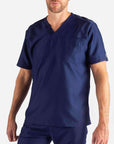 Men's Slim Fit Scrub Top in navy-blue