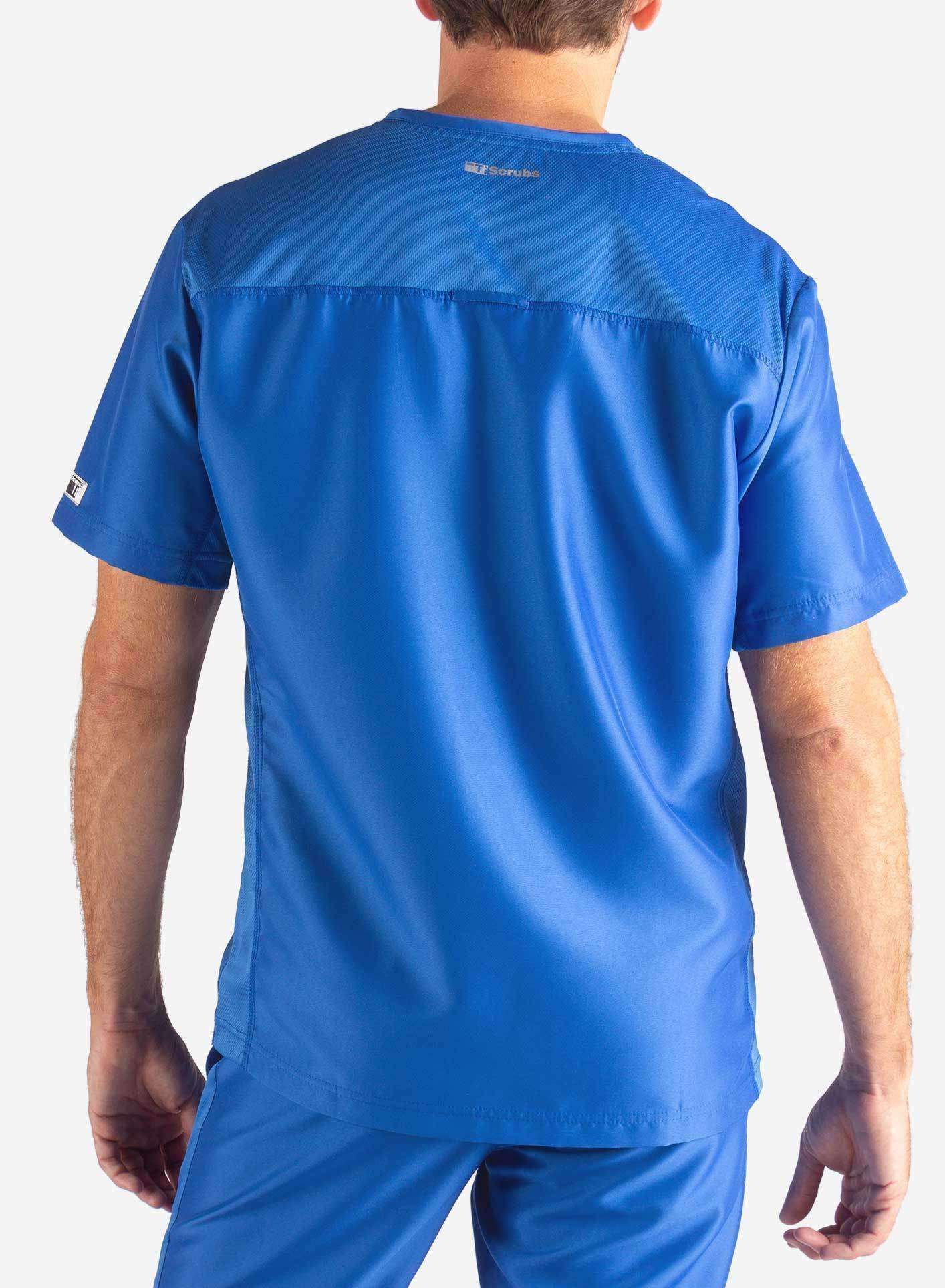 Men's Slim Fit Scrub Top in royal-blue