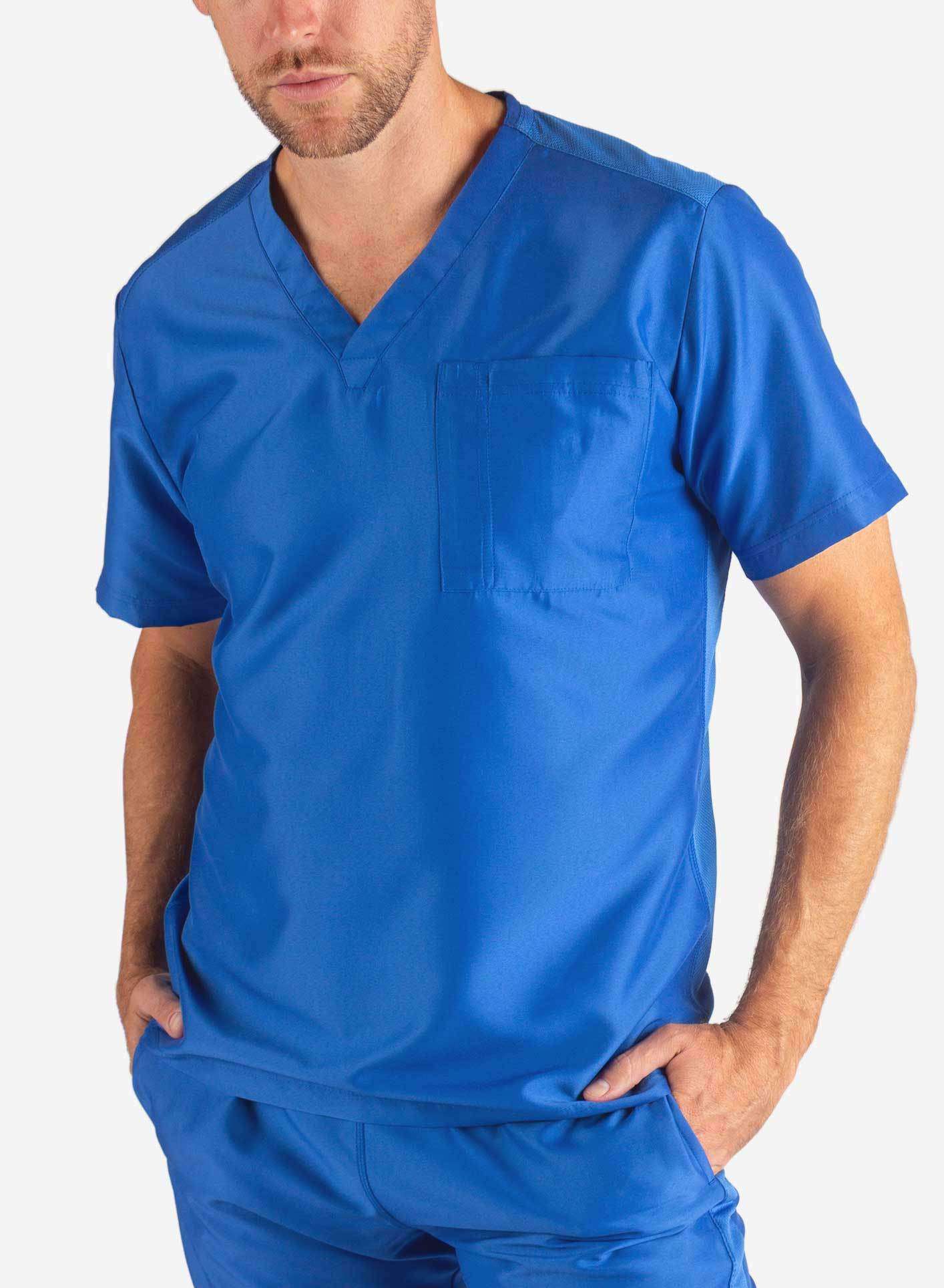 Men&#39;s Slim Fit Scrub Top in royal-blue