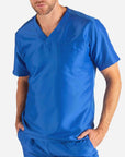 Men's Slim Fit Scrub Top in royal-blue