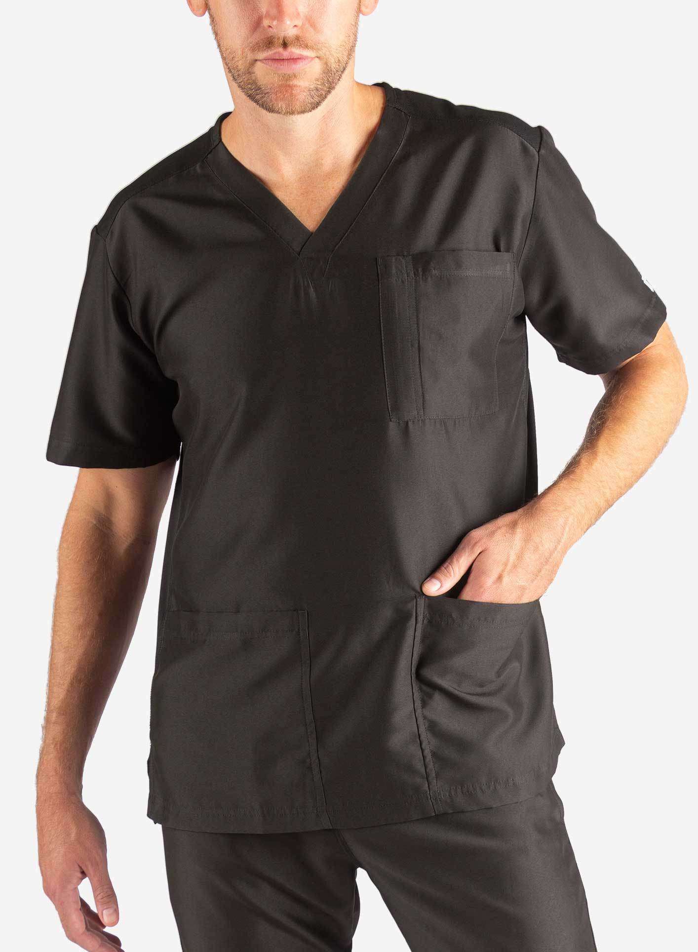 Men's 3 Pocket Scrub Top in black