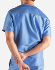 Men's 3 Pocket Scrub Top in ceil-blue